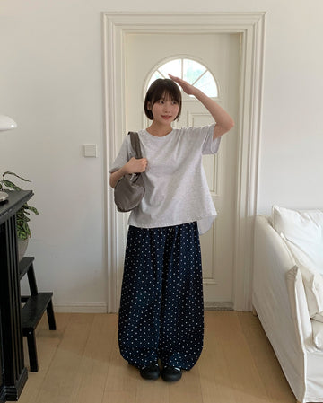 Giltes Dot Cotton Banding Wide Pants